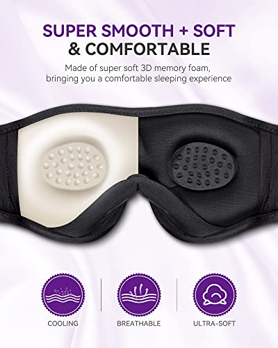 MUSICOZY Sleep Headphones Bluetooth Headband Sleeping Headphones Eye Mask, Wireless Music Sleep Earbuds Earphones for Side Sleepers Men Women Travel Cool Tech Gadgets Unique Gifts, Pack of 2