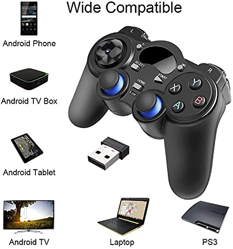 USB Wireless Gaming Controller Gamepad for PC/Laptop Computer(Windows XP/7/8/10) & PS3 & Android & Steam - [Black] (black)