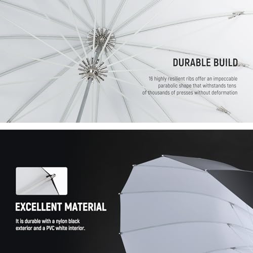NEEWER 41"/104cm Parabolic Reflective Umbrella Photography with White Inner, Soft Lighting with Diffuser Cover, Bag, Quick Fold for Camera Photo Studio Video Light Shooting Monolight Flash, NS1U 41"