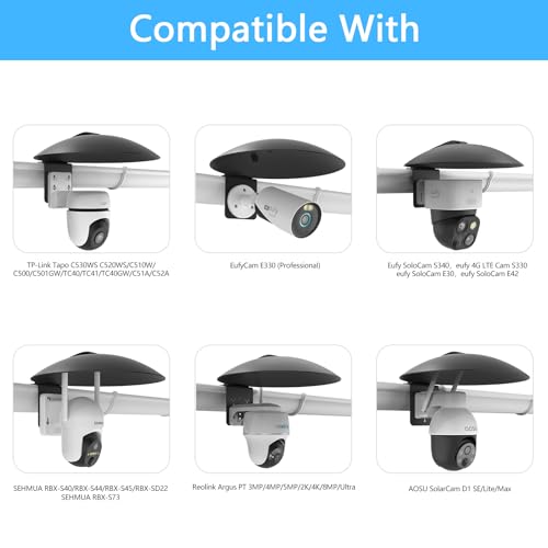 HOLACA Universal PTZ Camera Gutter Mount and Sun Rain Shade Cover for AOSU ANSQUE Eufy SEHMUA Tapo Cinnado Reolink Security Cameras, Shield Compatible with PTZ Cameras