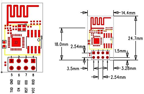 HiLetgo 3pcs ESP8266 ESP-01 Serial WiFi Wireless Transceiver Wireless Module Development Board LWIP AP+STA Compatible with Arduino Small