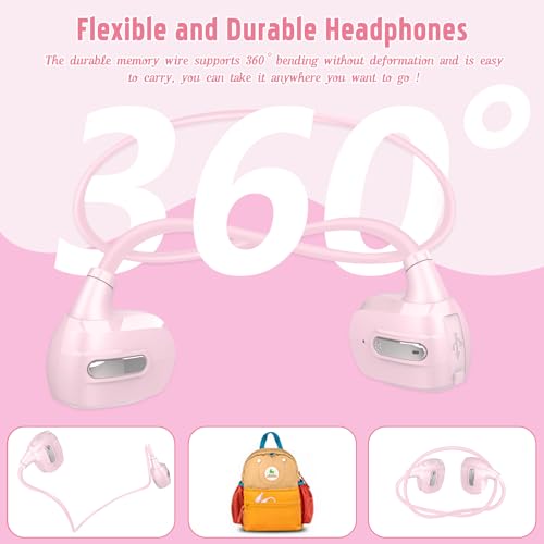 BANIGIPA Kids Headphones, Open Ear Headphones Comfortable for Teens Child Boys Girls, Wireless Bluetooth 5.3 Headset w/Mic for School/Tablet/Travel, 13g Ultra-Light, Protect Hearing, 10H Playtime