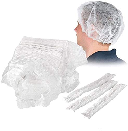 Sumedtec - Pack of 100 White Disposable Non-Woven Elastic Anti-Dust Hair Protection Caps for Hospital Laboratory Doctor Nurse Food Service Tattoo