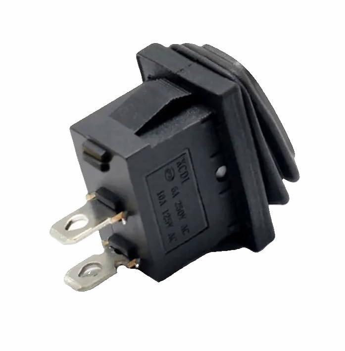 Waterproof IP65 Mini Toggle Switch, Device Switch 250V 6A, 125V 10A AC, KCD1 (6V 9V 12V 24V 125V AC/DC), Black Rectangular 19 x 13 mm, 2 Pole ON/OFF