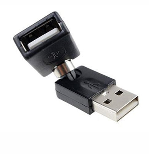 CERRXIAN Rotating and Swivel Twist USB 2.0 Type A Male to Type A Female 360 Degree Rotation Adjustable Right Angle Extension Adapter Convertor (2-Pack,AM-FM)