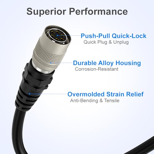 Alvin's Cables HR10A-7P-6S Hirose 6 Pin Female to Open End Power I/O Cable for Sony CCD, Basler, Keyence, Cognex, Baumer, Hikvision Industrial Camera, High Flex Shielded 49.2ft/15m Straight 6 Pin