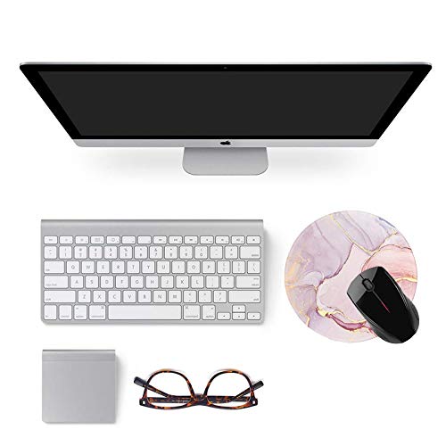 Mouse Pad,Anti Slip Rubber Round Mousepads Desktop Notebook Mouse Mat with Stitched Edge for Working and Gaming (Marble Pretty Pink) Marble Pretty Pink