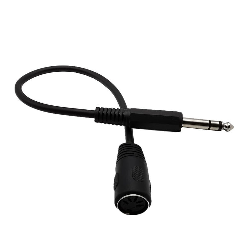 Seadream DIN 5 Pin Female to 6.35mm Male Adapter Cable,6.35mm 1/4" Jack Plug to 5 PIN MIDI DIN Female Socket TRS Stereo Audio Extension Cable for Microphone Sound Output 30cm