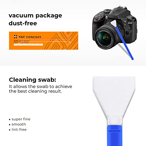 K&F Concept 24mm Full Frame Sensor Cleaning Swab*10+20ml Sensor Cleaner+Long Nozzle/Short Nozzle Air Blower Compatible with Nikon Sony Canon DSLR Camera Sensor