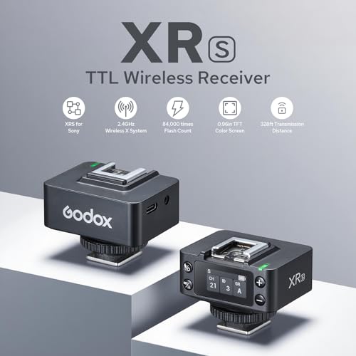 Godox XR S TTL Wireless Flash Receiver for Sony, 2.4G HSS Remote Trigger