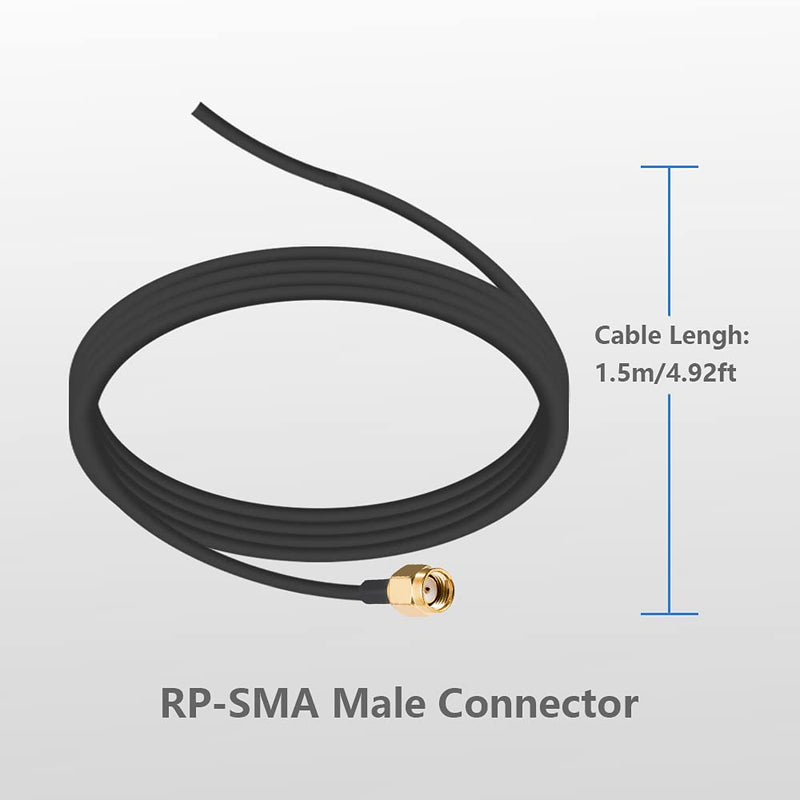 WiFi Antenna 2.4G /5G/5.8G Dual Frequency 8dBi MIMO Omnidirectional Signal Booster Magnetic Base RP-SMA Adapter 1.5M 4.9ft for PCIE Network WiFi Card Router External Antenna Wireless WLAN 2.4G /5G/5.8G 8dBi