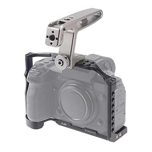 FocusFoto Camera Cage Video Filmmaking Stabilizer Rig Aluminium Alloy Extension Frame with Cold Shoe and 1/4" 3/8" Screw Mouting for Fujifilm X-H2/X-H2S Camera