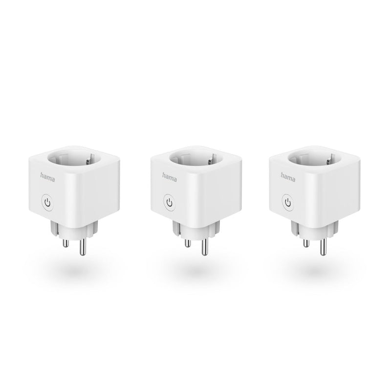 Hama WLAN Socket, Pack of 3 (with Matte Smart Home, Universal, WLAN Controlled Socket with App and Voice Control, as Timer, 3680 W) Pack of 3 - Indoor