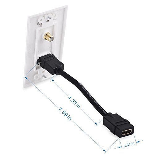Cable Matters 2-Pack 1-Port HDMI Wall Plate in White (4K UHD, ARC, and Ethernet Pass-Thru Support)