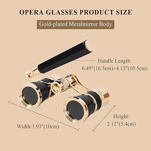 Aroncent 3X25 Opera Glasses Theater Binoculars Adjustable Handle, Black