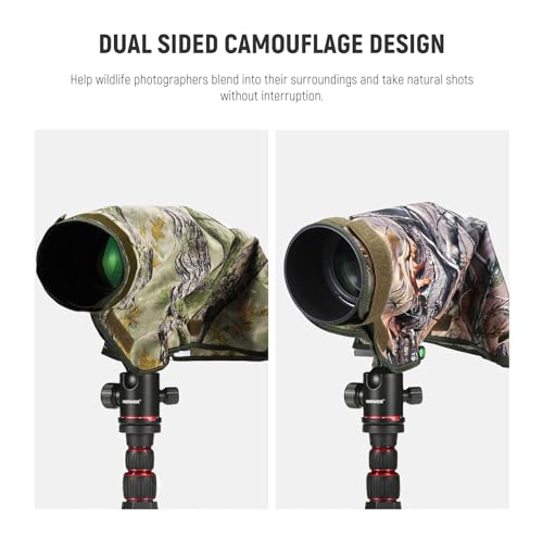 NEEWER Camera Rain Cover, M Medium Size Waterproof Raincoat Cover Sleeve for Canon Sony Nikon Fujifilm DSLR Camera & Lenses up to 200mm, Dual Sided Camouflage Green Camo Nylon, PB021