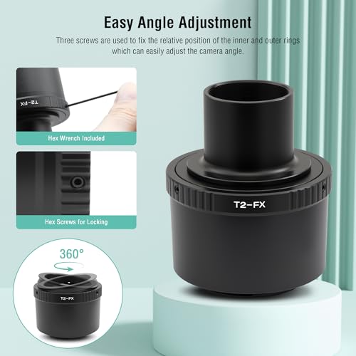 Astromania T T2 Lens Mount Ring and T Adapter for Fuji FX Camera System Ring Set for Fuji FX