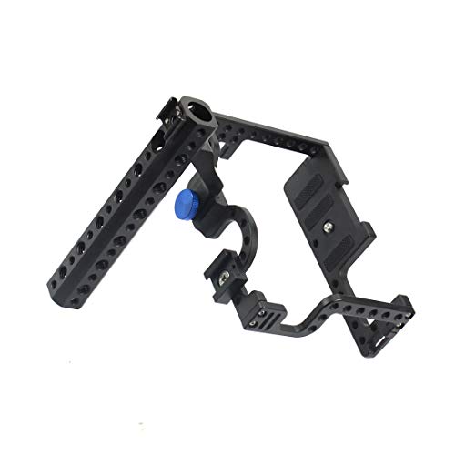 1/4" Threaded Hole Camera Cage Kit Free Angle with Top Handle Hot/Cold Shoe Mount Compatible with Panasonic Lumix GH5 GH5S DSLR Camera