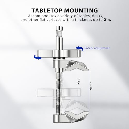 Heavy Duty 2" End Jaw Grip Head Matthellini Clamp with 5/8" Stud - Studio-Grade Mounting for Lights, Cameras, Diffusion, Accessories for Content Creators, Photographers, Filmmakes