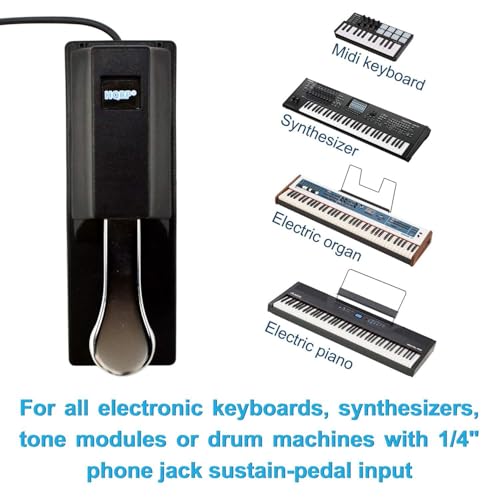 HQRP Sustain Pedal Piano Style + HQRP AC Adapter Compatible with Yamaha YPG-235 YPG235 Keyboards