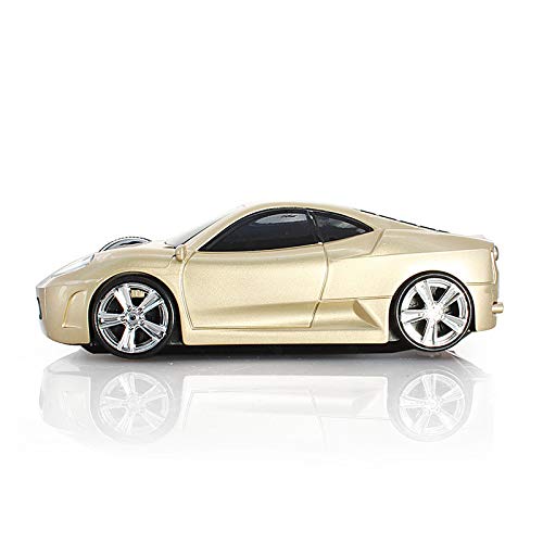 ECOiNVA Wireless Sports Car Mouse Optical 2.4G Nano USB AA Battery Desktop Laptop Mice (Gold) Gold