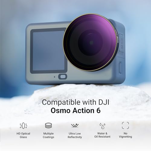NEEWER ND/PL Filter Set Compatible with DJI Osmo Action 6 Only, ND8/PL+ND16/PL+ND32/PL+ND64/PL Polarized Neutral Density CPL Lens Filters Multicoated HD Action Camera Photography Accessories, FL-B3 4 Pack ND/PL