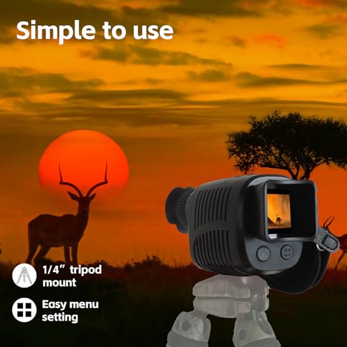 Rechargeable Night Vision Monocular for 100% Darkness, Full HD1080P Video Long Distance Infrared Night Vision Goggles Binoculars for Hunting, Camping, Travel, Surveillance 32GB Inside