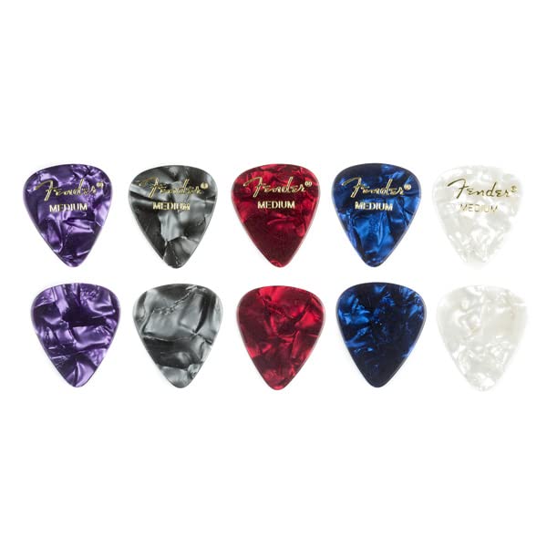 Fender Classic Celluloid Guitar Picks 351 Shape, Confetti, Medium, 12-Pack