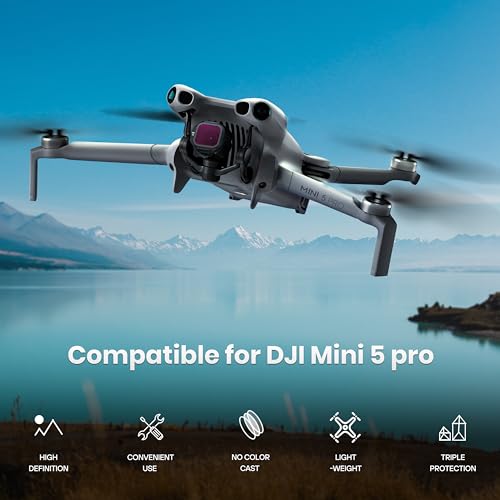 STARTRC Filter Set for DJI Mini 5 Pro Accessories, 6 Pack Black Diffusion Mist/LPR/UV/ND16/64/CPL Mini 5 Pro Drone Lens Filters, Multi Coated HD Optical Glass 6 pack LPR/BM/UV/CPL/ND16/64
