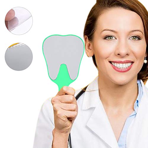 Hand Mirror, Small Hand Mirror, Single-sided Hand Mirror with Low Magnification, Dental Care Hand Mirror Tool, Fashionable, Cute Dental Care, Hand Mirror Tool, 4 Colours, Plastic Handle (Green)