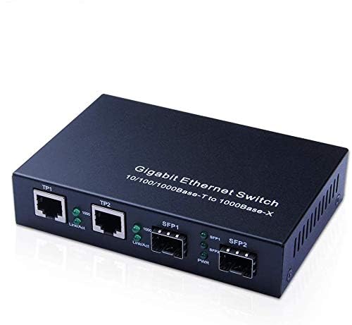 ipolex Gigabit SFP to RJ45 Fiber to Ethernet Media Converter, Dual 10/100/1000Mbps RJ45 Ports to 1000Base-SX/LX/EX SFP Slots, Support Gigabit SFP Modules, Without Transceiver 4 Port | 2x SFP slot(1000M)