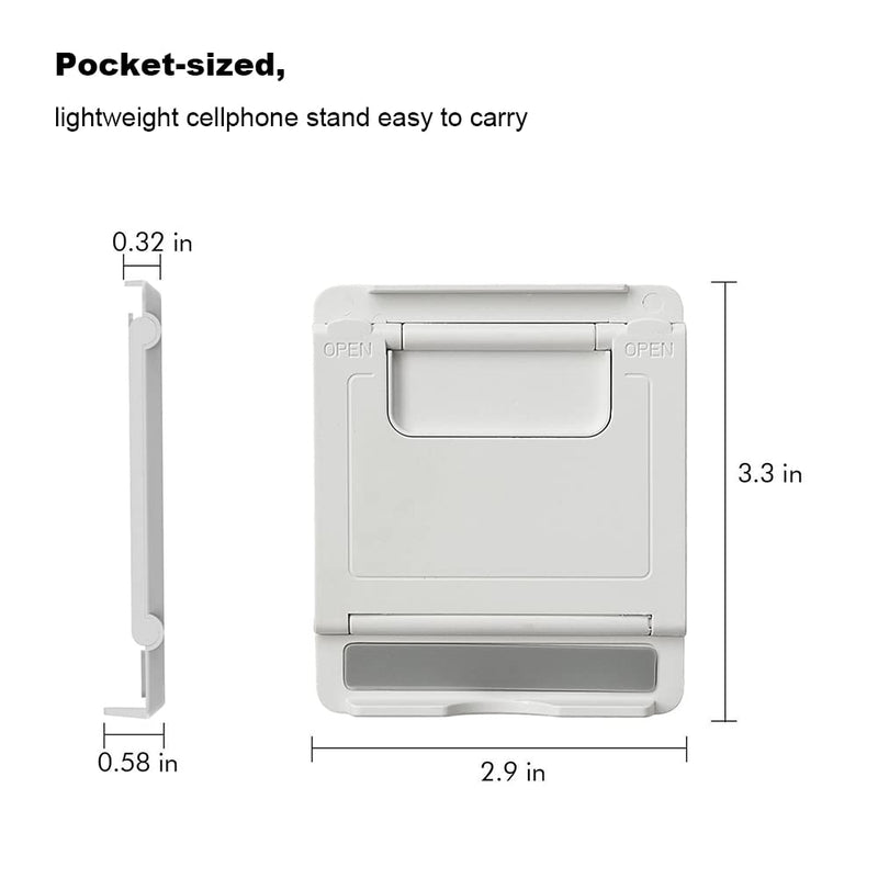 2 Pack Portable Cell Phone Stand Holder for Desk, Foldable Pocket-Sized Mount, Universal Adjustable Desktop Mobile Phone Kickstand Compatible with iPhone IPads Kindle Android Black & White 2 Pack