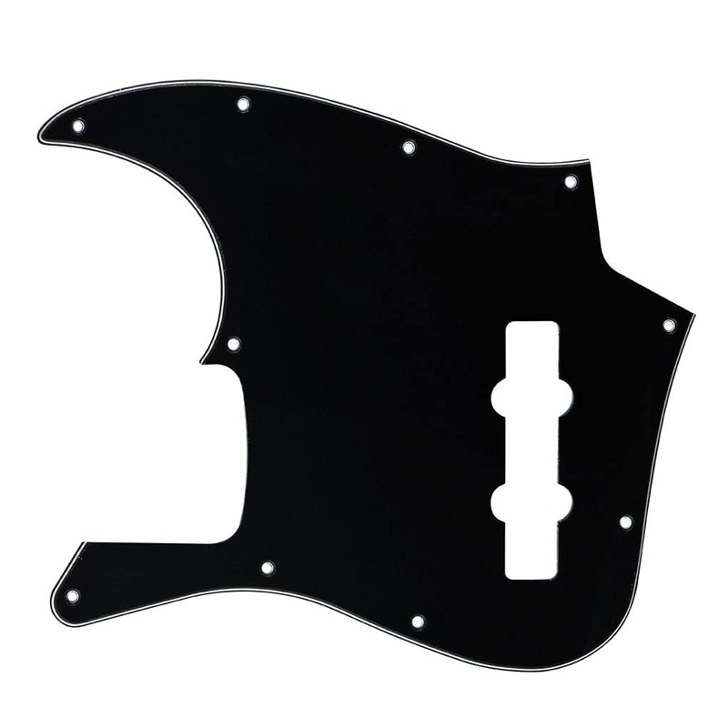 FLEOR 3Ply Black 10 Hole Jazz Bass Pickguard Scratch Plate Pick Guards for 4 Strings American/Mexican Standard Jazz Bass Part