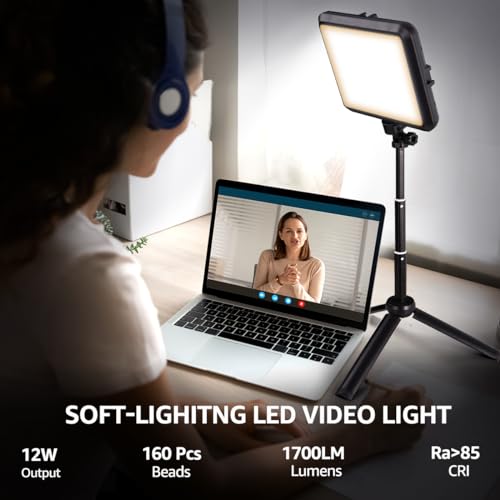 NiceVeedi LED Photography Lighting Kit, 2-Pack 8” Portable Video Light with 29" Adjustable Tripod Stand, 2800K-6500K Dimmable Softlight Studio Light for Zoom, Game Streaming, YouTube 8"