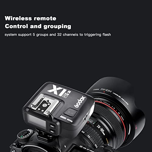 Godox X1R-C E-TTL 2.4G High Speed Sync Wireless Remote Flash Trigger Receiver Compatible for Canon Camera, 1/8000s, 5 Groups and 32 Channels,2.4G Wireless X System