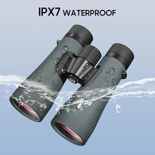 12x50 UHD Binoculars for Adults High Powered with Upgraded Phone Adapter - Large View, Lightweight, IPX7 Waterproof, BAK4 Prism - Binoculars for Hunting Bird Watching Cruise Green