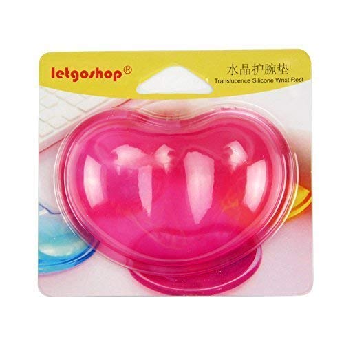 LetGoShop Silicone Gel Wrist Rest Heart-Shaped Translucence Ergonomic Mouse Pad Cool Hand Pillow Effectively Wrist Fatigue(Pink) Pink