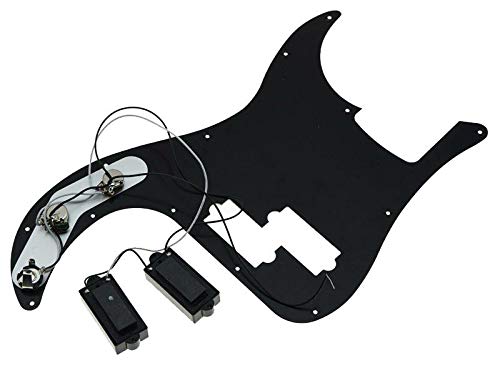 KAISH Pre-wired Bass Pick Guard Loaded P Bass Pickguard for Precision P Bass Black 3 Ply