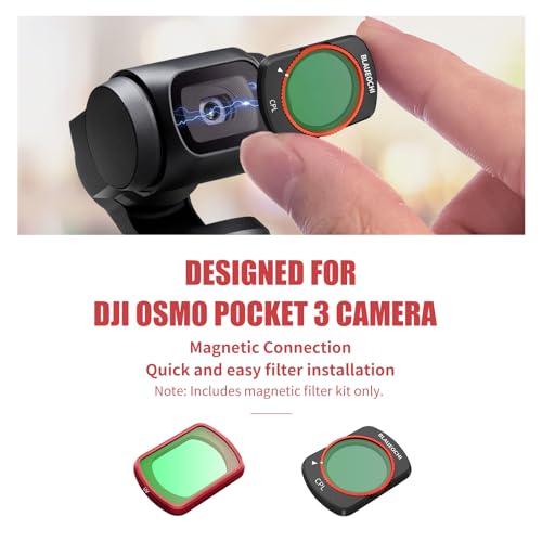 BLAUOCHI Magnetic Variable ND Filter Set Compatible with DJI OSMO Pocket 3 /Pocket 4, 5 Pack UV/CPL/VND1-5/VND6-9/Black Mist 1/4 for DJI Pocket 3 UV/Black MIST/CPL/VND2-32