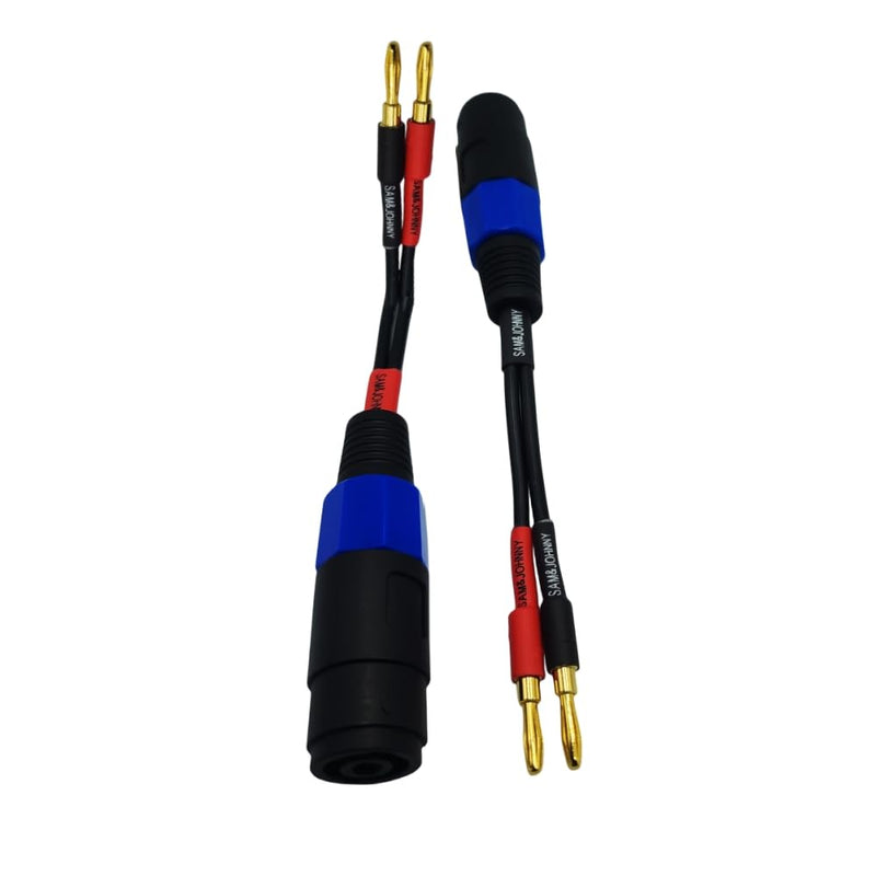 [AUSTRALIA] - Sam&Johnny 4mm Banana Plug to Female Speakon Speaker Adapter Cable 12AWG, 6 Inch - Mono Speakon Female Jack to Banana Cable - 2 Pack 