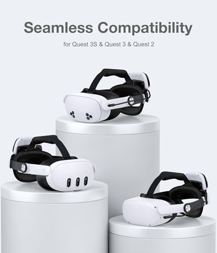Head Strap for Meta Quest 3S/3/2 with Upgraded Soft Cushion Pad & 2x6700mAh Battery, – Adjustable Comfortable Lightweight VR Headset Strap, Extended 4-6Hrs Gameplay