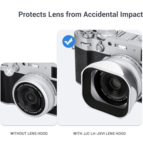 Square Metal X100VI Lens Hood with Lens Cap,Lens Shade Protector for Fujifilm Fuji X100VI X100V X100F Camera Replaces Fujifilm Fuji LH-X100 Lens Hood,with Lens Filter Adapter Ring & Lens Cap Black