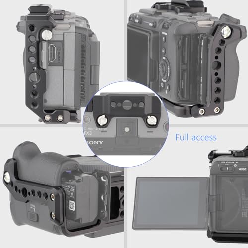 Leftfoto FX3 / FX30 Half Camera Cage with Removable Top NATO Rail - Modular Design Camera Protection Frame Rig with Arca Base Compatible with Sony FX3 FX30 Original XLR Handle DJI RS Gimbal