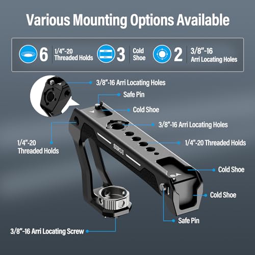 SIRUI Camera Cage for Sony Alpha 7R V/Alpha 7 IV/A7R IV/Alpha 7 S III/Alpha 1 and Top Handle with 3/8"-16 ARRI Locating Pins Mount Bundle