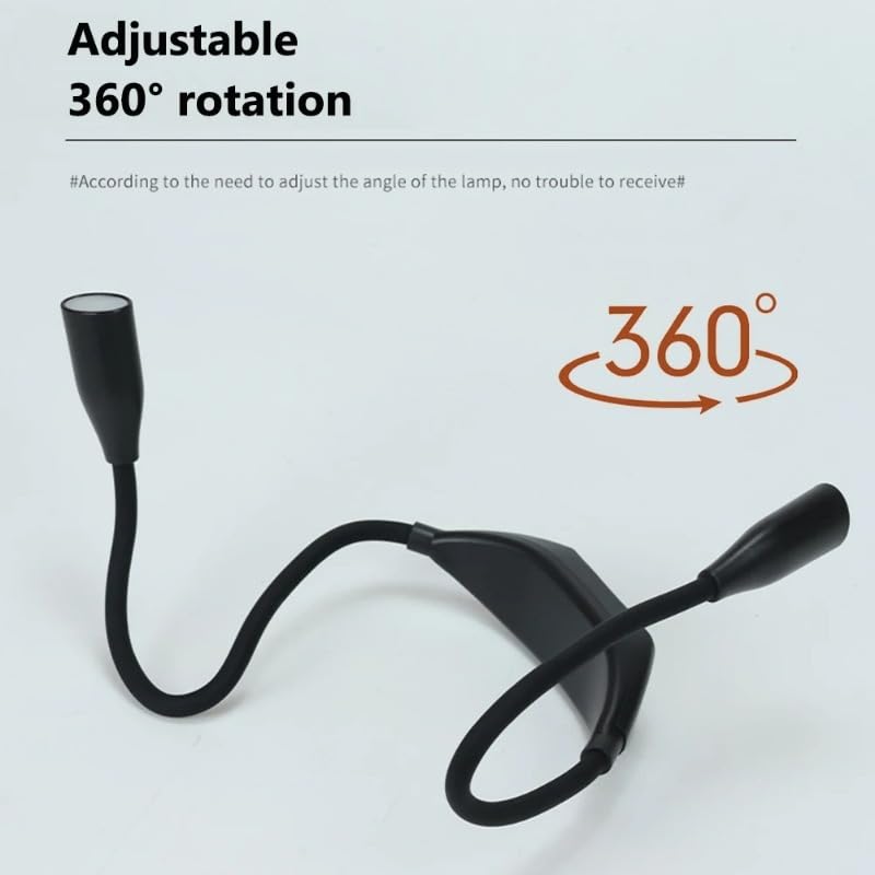 Portable LED Neck Reading Light, 3 Color Dimmable 360° Flexible Lamp-No Battery Included, Hands Free Light for Bed Reading Running Travel Emergency-Black