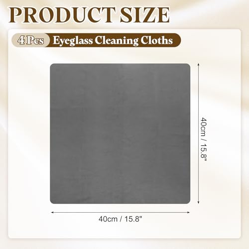 PATIKIL 4Pcs Soft Eyeglass Cloths, 15.8 x 15.8 Electronics Microfiber Cleaning Cloths Eyeglass Cleaning Fabric for Lens Wipes Glasses Cleaner Jewelry LCD Screens Cameras, Dark Gray