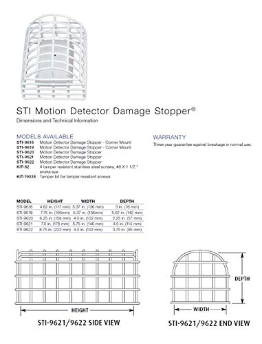 [AUSTRALIA] - Safety Technology International, Inc. STI-9621 Motion Detector Damage Stopper Steel Wire Cage for PIRs, Approx. 7" x 5.75" x 4.5" 