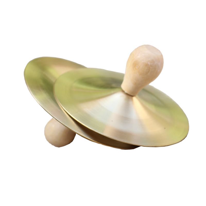 1 Pair Hand Cymbals, Marching Cymbals, 6 Inch Small Copper Finger Cymbals, Gold Metal Finger Zills with Band Percussion Instrument for Adults, Kids, Party