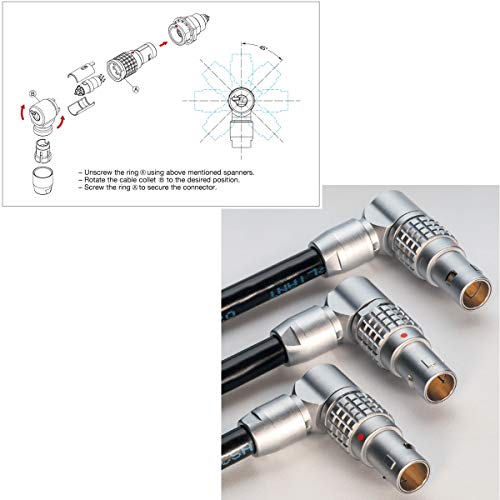 Coiled Power Cable for RED Komodo-X Epic Scarlet Dragon DSMC2 V-Raptor Ronin 4D Camera DJI Monitor Transmission, D-tap to Right Angle Rotatable Adjustable 6 Pin Female Rotatable Adjustable 90° Coiled 60cm