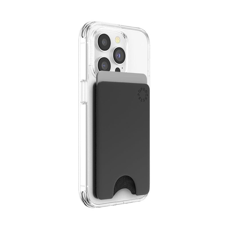 PopSockets Phone Wallet, Phone Card Holder, No Grip Wallet - Black Adhesive